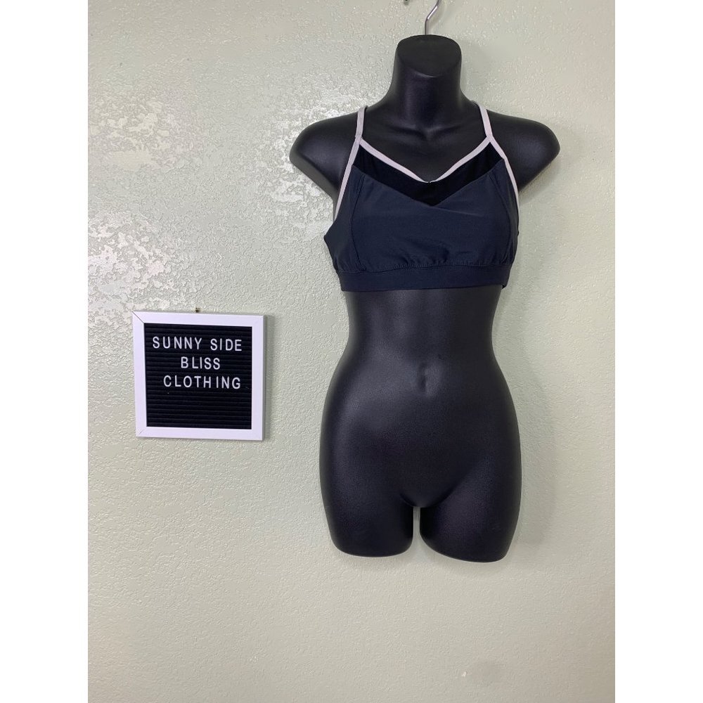 Old Navy Active Navy Blue V-Neck Racerback Sports Bra Size Medium